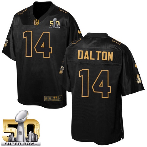 Men's Elite Andy Dalton Nike Jersey Black - #14 Pro Line Gold Collection NFL Cincinnati Bengals